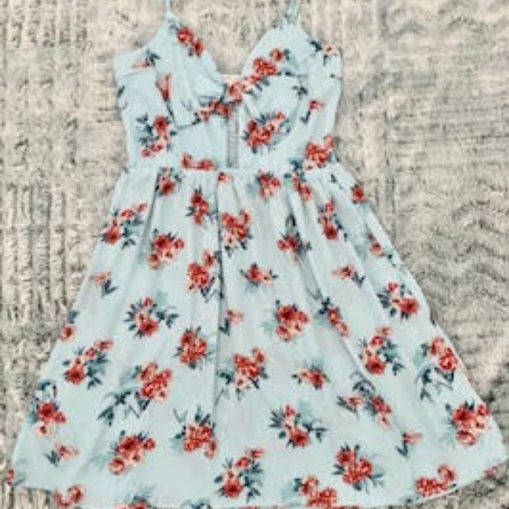 Charlotte Russe Blue Floral Dress Sz Large